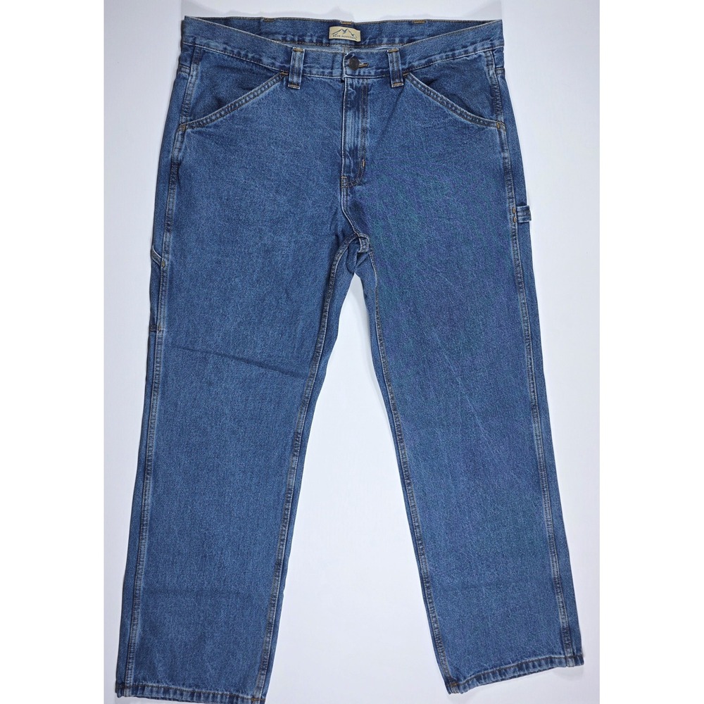 Blue Mountain Men's Carpenter Jeans Blue Denim Workwear Pants 38x32